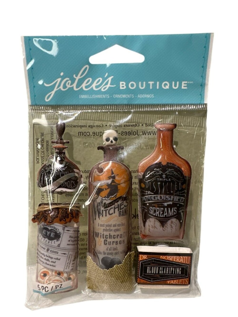 HTF Jolee's Boutique Stickers Scrapbooking Vintage Bottles and Labels 3D